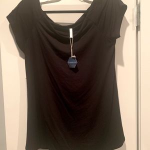 Black Off Shoulder Short Sleeve Maternity Top